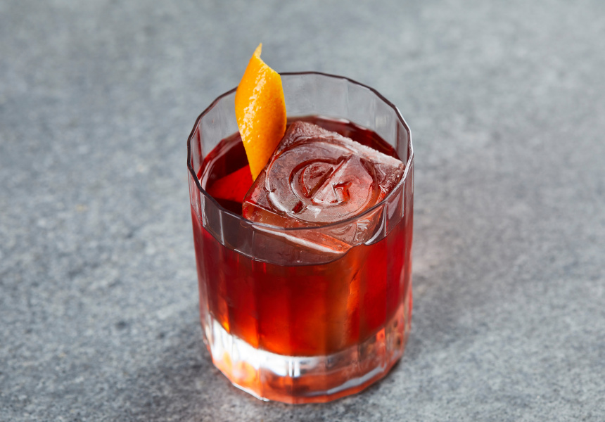 A Negroni made with Naught Sangiovese Gin
