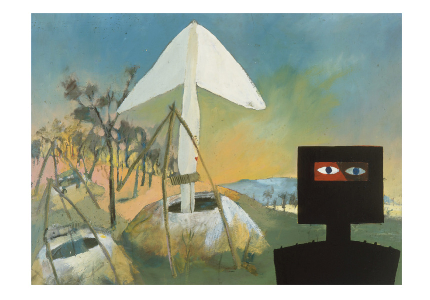 Sidney Nolan 
Kelly at the Mine  1946–47 
enamel on composition board 
89.4 x 121 cm 
Heide Museum of Modern Art, Melbourne 
Purchased from John and Sunday Reed 1980 
© Sidney Nolan Trust

