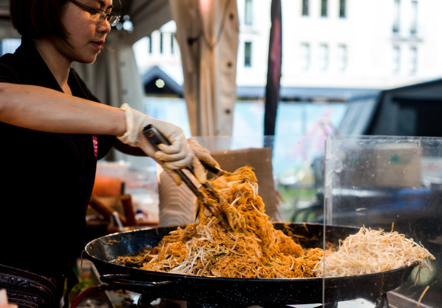 A bowl of fresh noodles