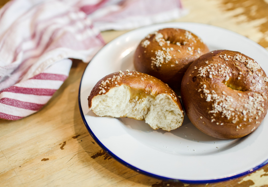 Pretzel bagels, 5 & Dime
