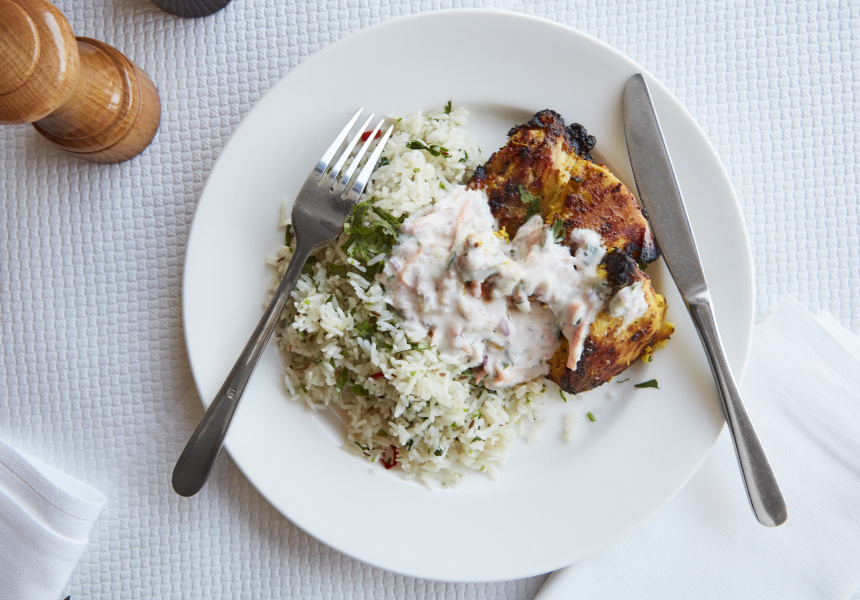 Tandoori chicken with coriander and cumin rice
