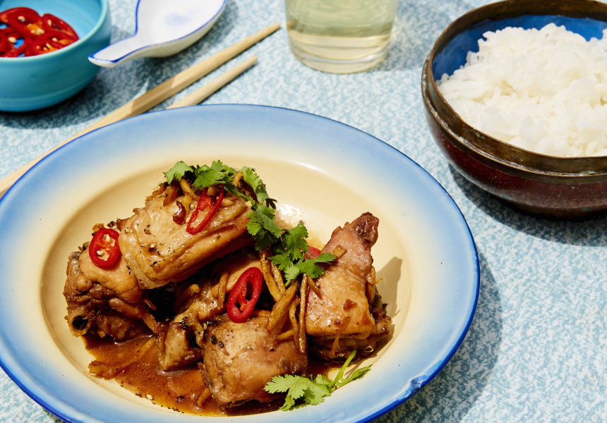 Jerry Mai’s braised chicken in ginger (gà xào gừng)
