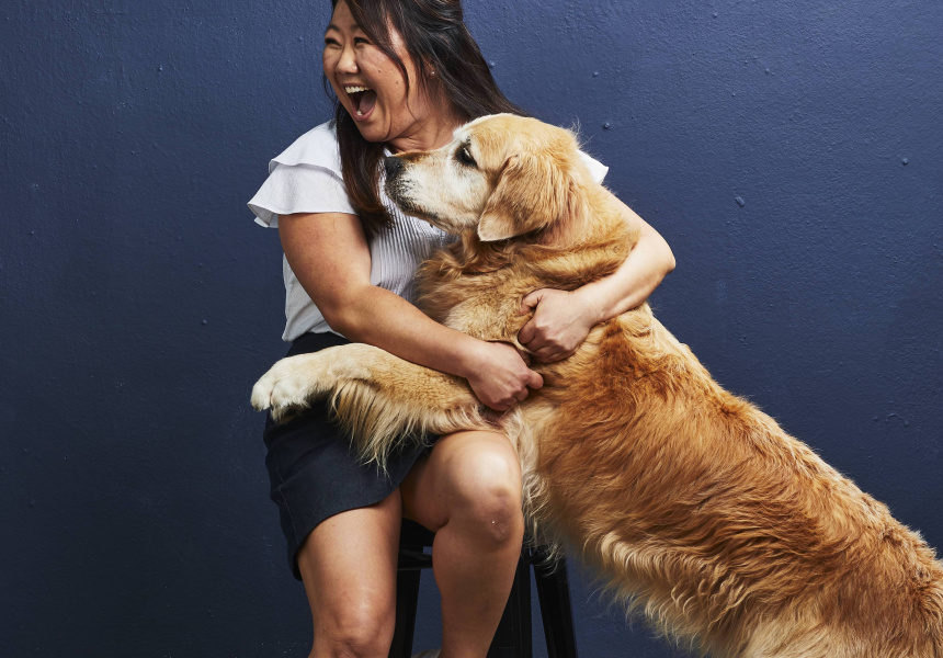 Nagi Maehashi and her dog Dozer

