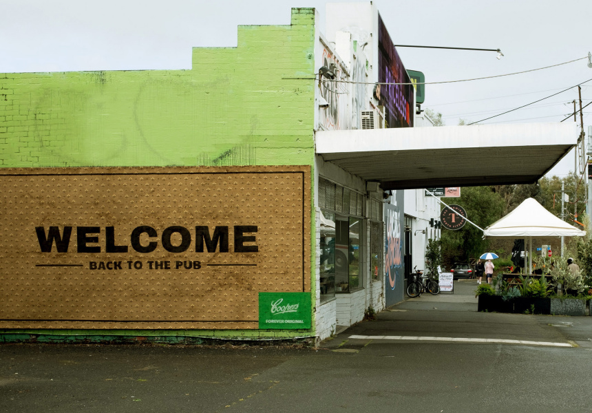 An Unusual New Mural – a Giant, Beer-Soaked Welcome Mat – Is Celebrating Melbourne’s Return to the Pub