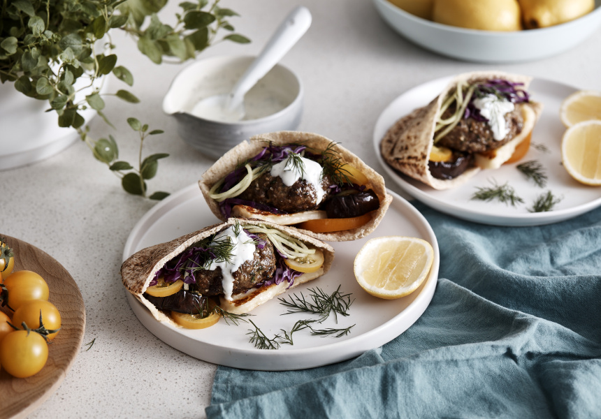 Recipe:Sara Oteri's Spiced-Lamb Pita Pockets With Charred Eggplant And ...