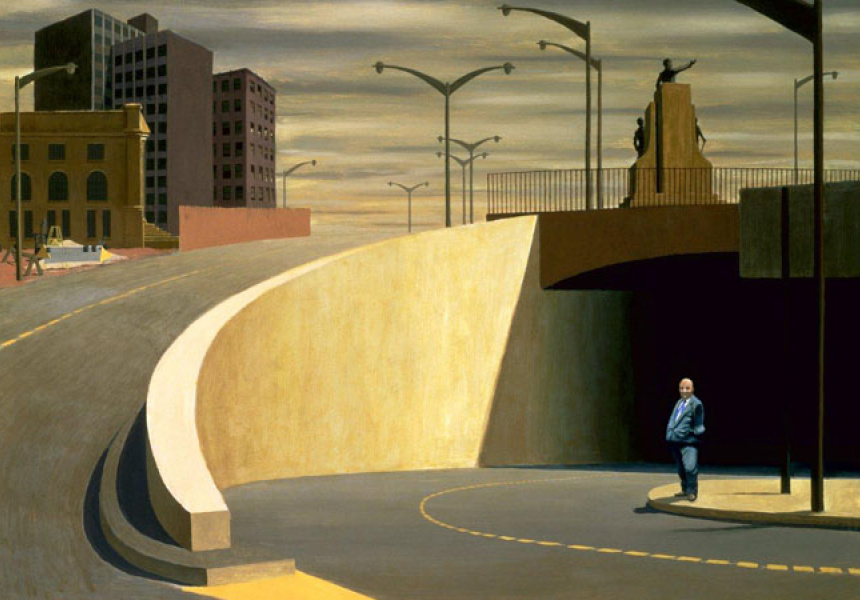 Jeffrey Smart, Cahill Expressway, 1962,  oil on plywood, 81.9 x 111.3 cm
