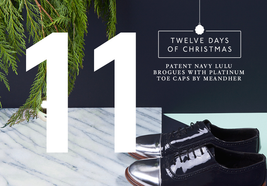 Day Eleven: Patent Navy Lulu Brogues With Platinum Toe Caps by Meandher