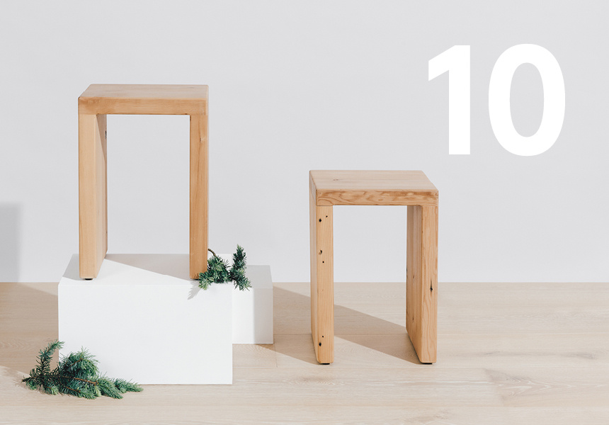 Pair of timber stools.
