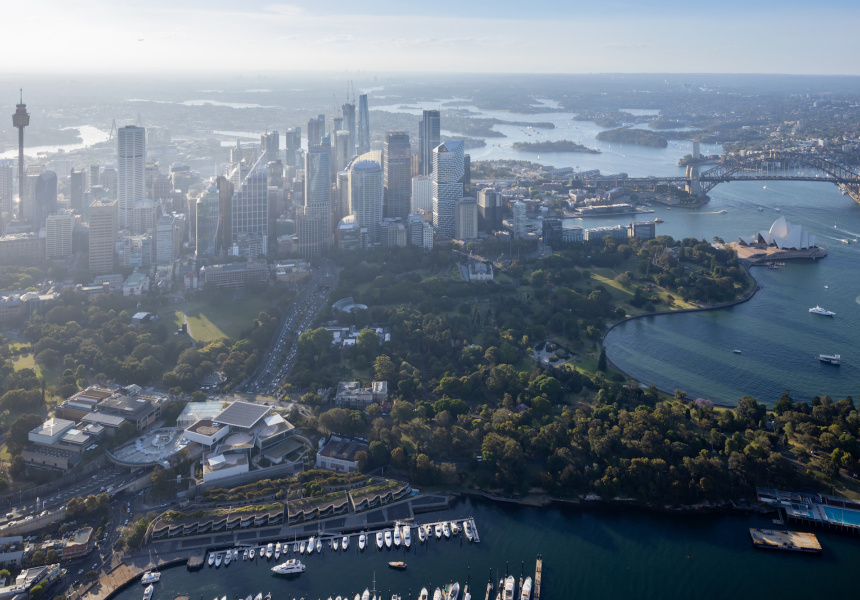 Aerial view of the Art Gallery of New South Wales’ new SANAA-designed building, 2022
