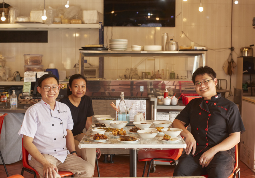 Owner David Wijaya, manager Novilia Kadek and head chef James Kiing of Ah Beng Kopitiam 

