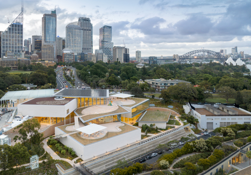 新南威尔士州新sanaa设计的建筑美术馆鸟瞰图，2022年