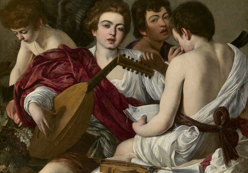 Caravaggio (Michelangelo Merisi), Italy 1571–1610, The Musicians 1597, Oil on canvas, 92.1 x 118.4cm, Rogers Fund, 1952 / 52.81, Collection: The Metropolitan Museum of Art, New York
