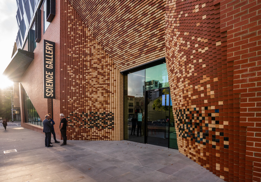 Digital bricks at the entrance to Science Gallery Melbourne
