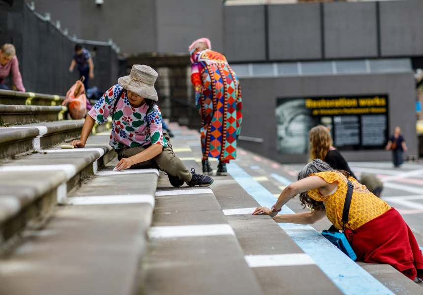 Kerrie Poliness Parliament Steps Walking Drawing 2021. Commissioned by the Australian Centre for Contemporary Art
