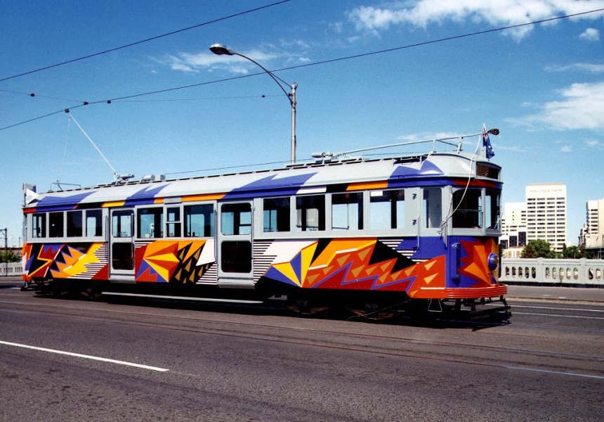 Design by Lesley Dumbrell's original 1986 tram design
