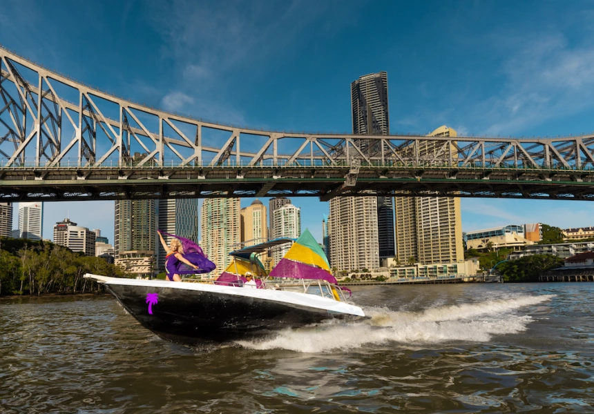 Courtney Act on Brisbane River
