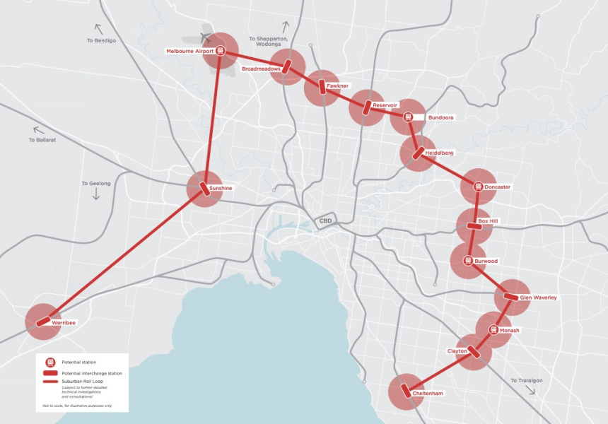 Proposed route for the Suburban Rail Loop 

