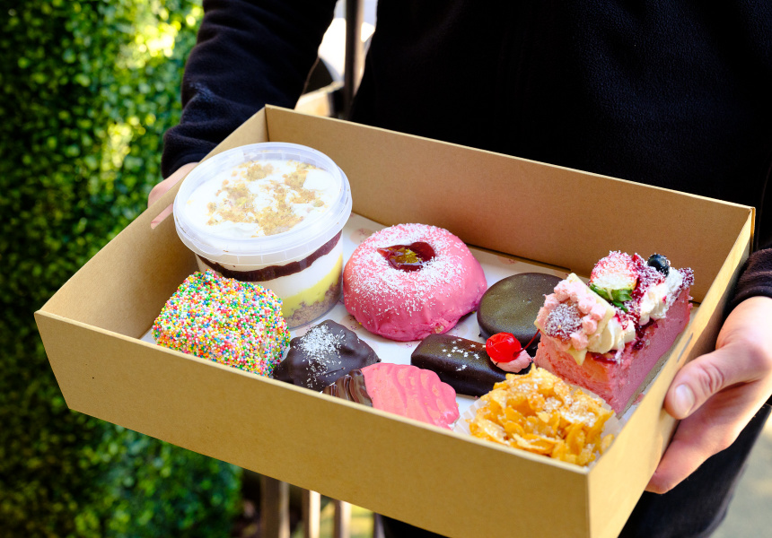 Fairy Bread Lamingtons, Golden Gaytime Puddings, Iced Vovo Cheesecakes