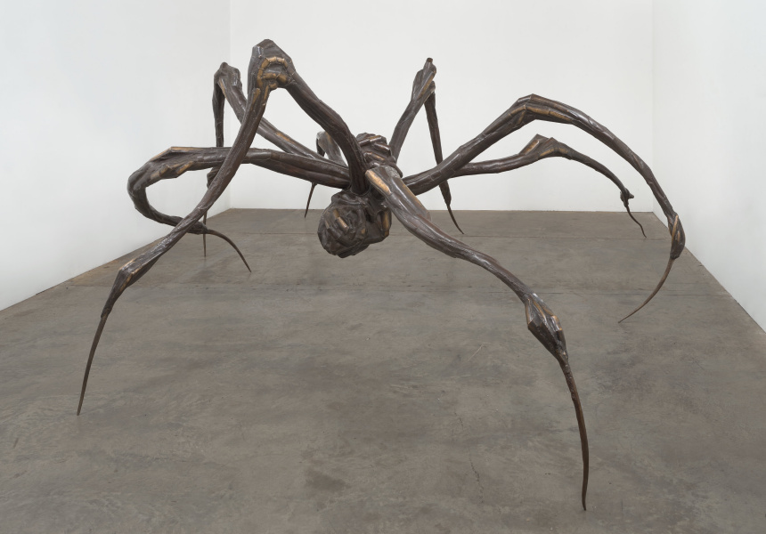 Louise Bourgeois 'Crouching Spider' 2003,
bronze, brown and polished patina, stainless steel, 270.5 x 835.7 x 627.4 cm, Collection The Easton Foundation, New York © The Easton Foundation, photo: Ron Amstutz
