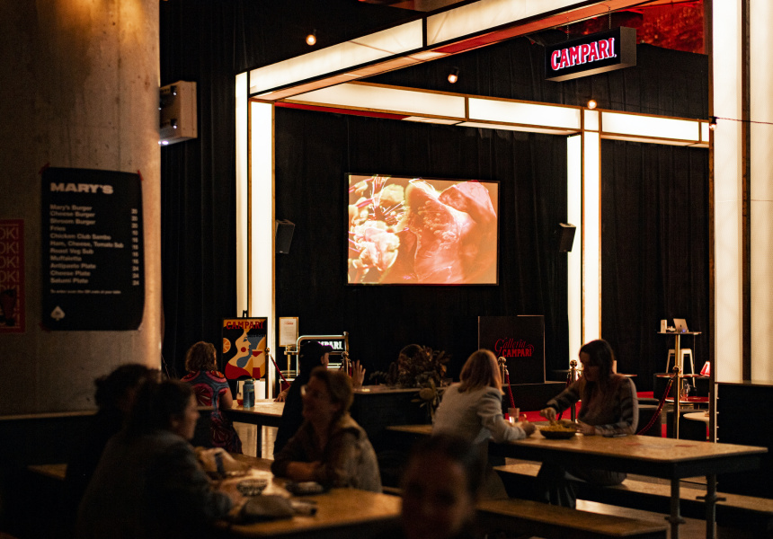 Head to The Cutaway After Dark To See Living Artworks While Eating Mary’s Burgers and Sipping P&V Wines at the Biennale