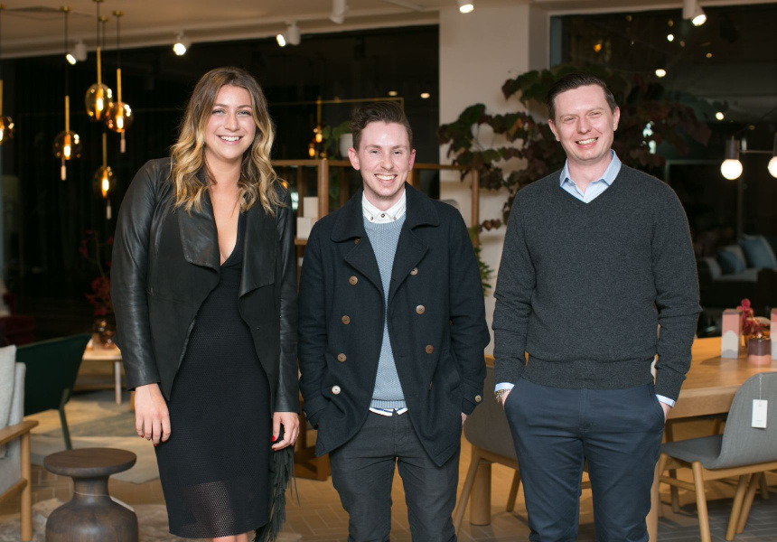 Mercedes-Benz Design Award presented by Broadsheet finalists [L to R]: Bianca Isgro, Bradley Mitchell, Joshua McKean.
