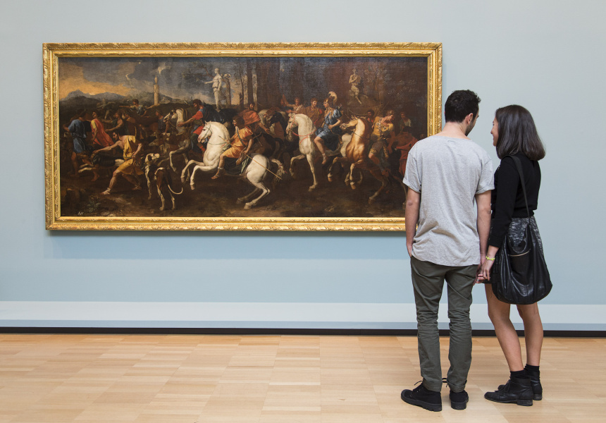 Visitors viewing The hunt of Atalanta and Meleager (La caccia di Atalanta e Meleager)
