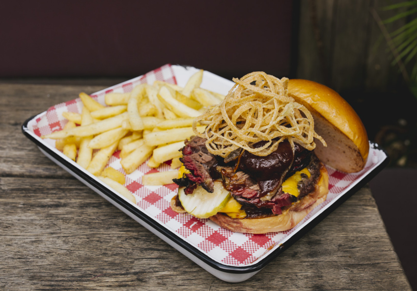 A LimitedEdition Smoky Barbeque Brisket Burger at Oxford Tavern