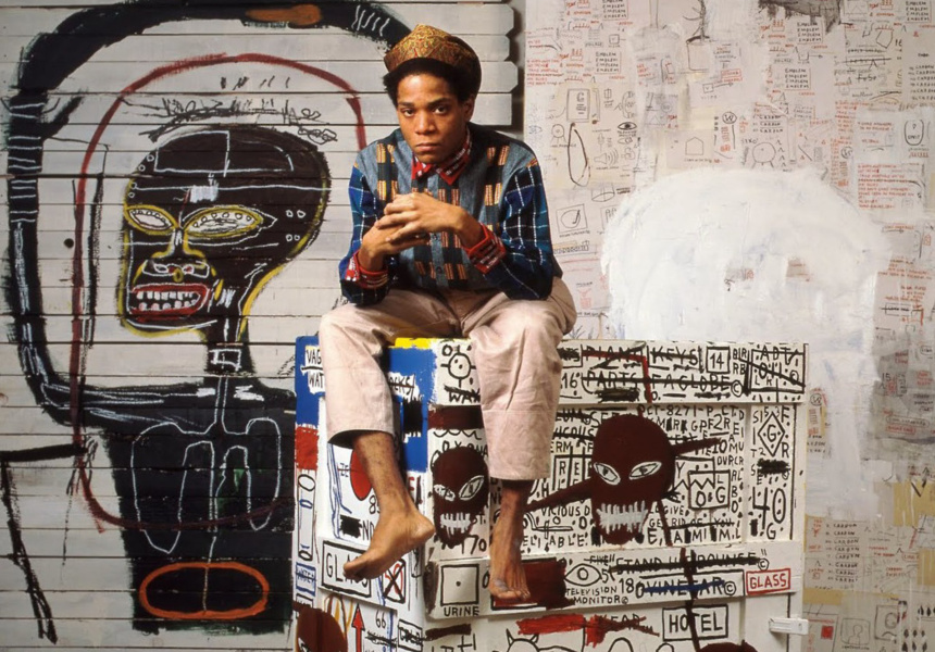 流行音乐大师:艺术从Mugrabi集合,纽约| jean - michel Basquiat©1985丽齐Himmel。艺术品©jean - michel Basquiat房地产。由Artestar许可,纽约。