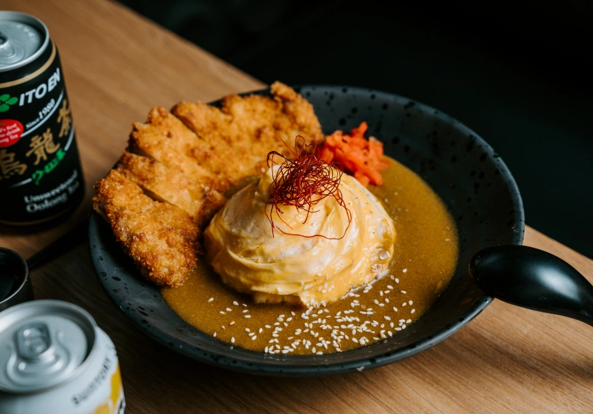 Tokyo Motto omurice with chicken katsu
