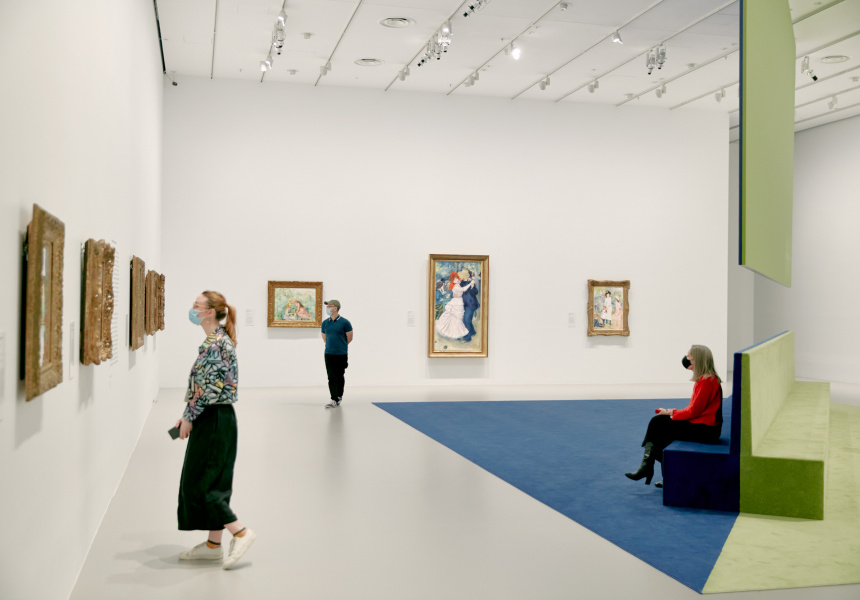 Visitors in French Impressionism from the Museum of Fine Arts, Boston at NGV International, Melbourne from 25 June – 3 October 2021. 
