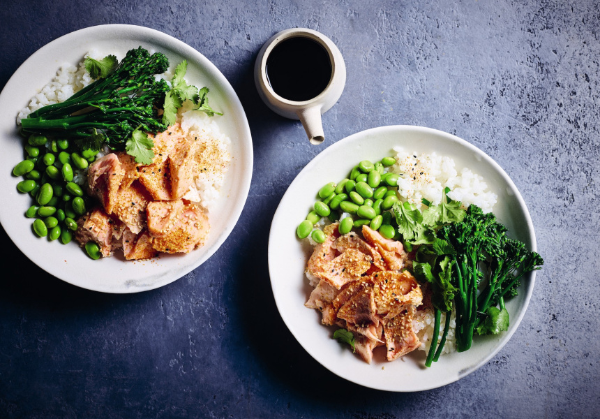 Recipe: Super-Nourishing, Super-Simple Miso-Marinated Salmon and Veggie Rice Bowls