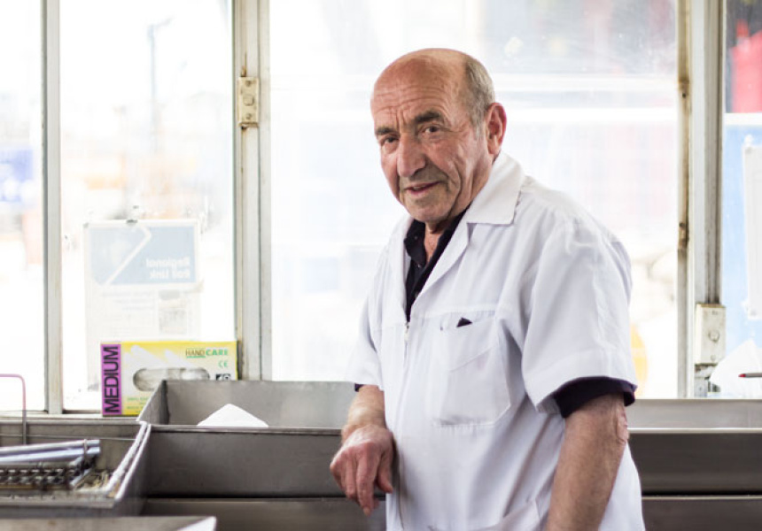 Nick Tsiligiris at Olympic Doughnuts in Footscray
