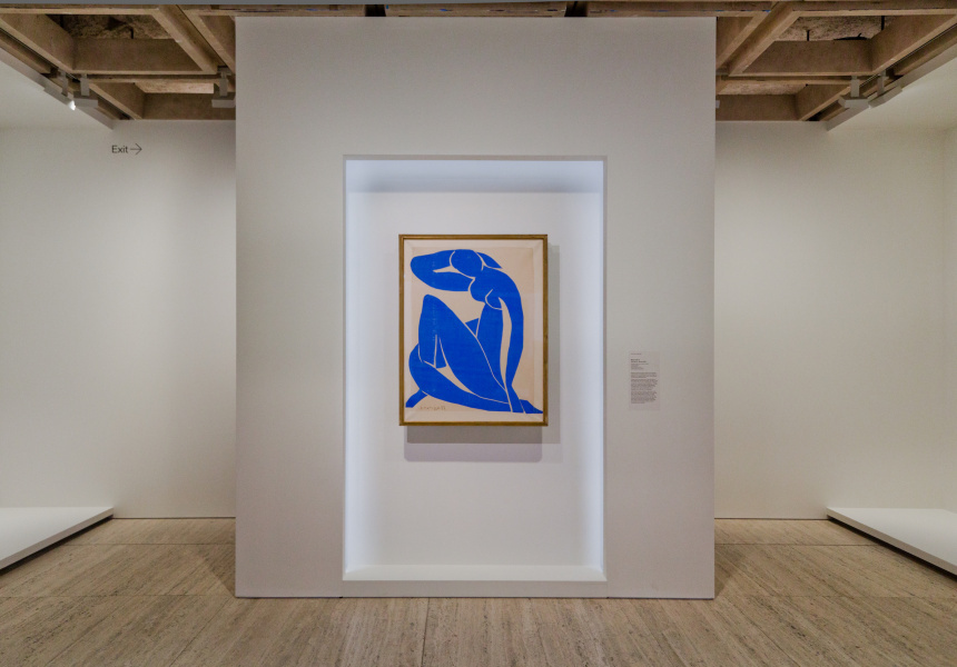 Blue nude II(Nu bleu II) 1952 gouache on paper, cut and pasted on paper, mounted on canvas, 103.8 x 86 cm
