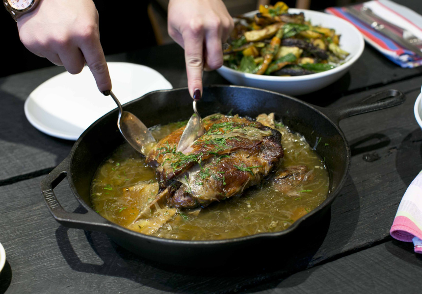 Recipe PotRoasted Lamb Shoulder with Onions, Thyme and Tapenade