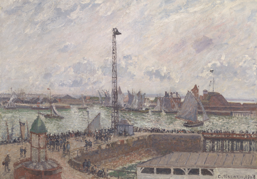 The Pilots’ Jetty, Le Havre, Morning, Cloudy and Misty Weather, 1903, Camille Pissarro
