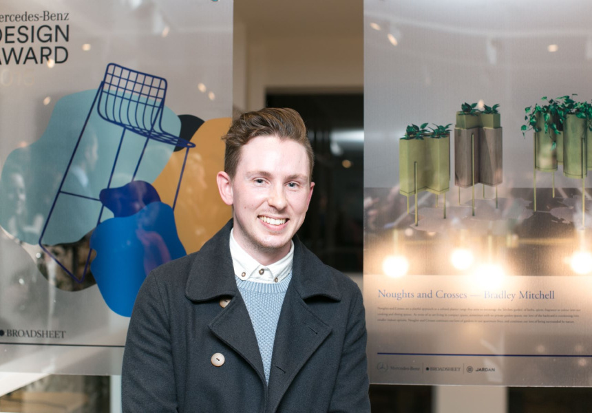 Bradley Mitchell, winner of the 2015 Mercedes-Benz Design Award presented by Broadsheet. 
