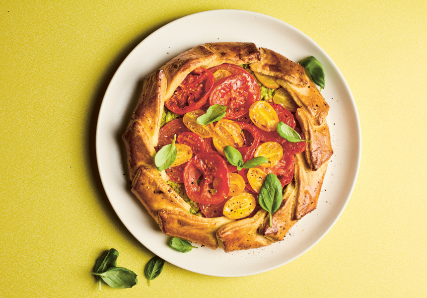 Samuel Goldsmith pea and tomato pancake recipe