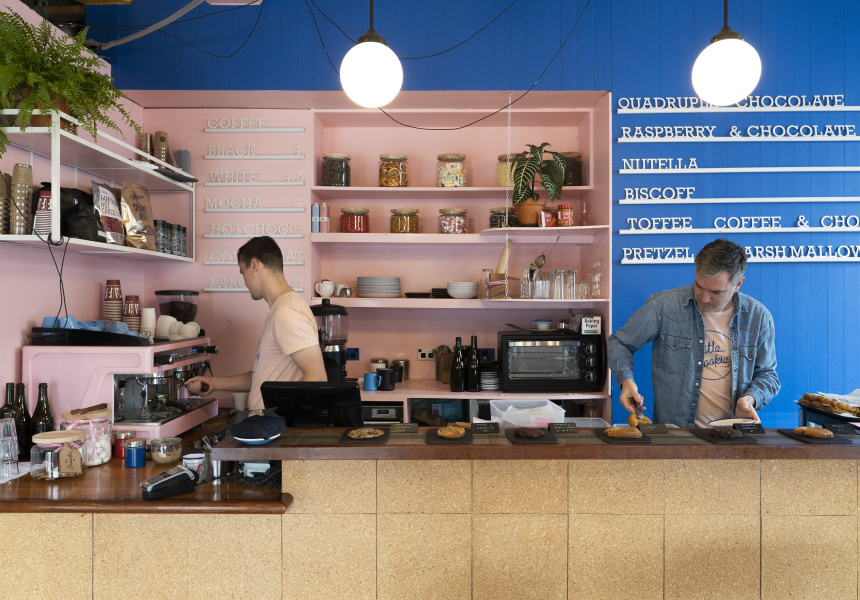 A Cheery Blue and Pink Wellington Shop Heroes Crunchy, Gooey New York-Style Cookies