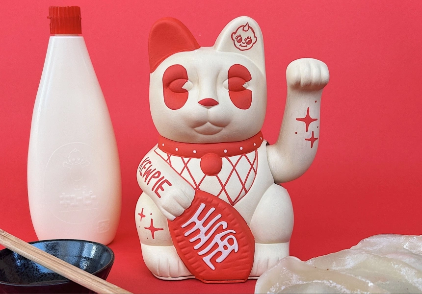 Wave Hello to the Lucky Cats Saluting Kewpie Mayo and Sriracha Sauce