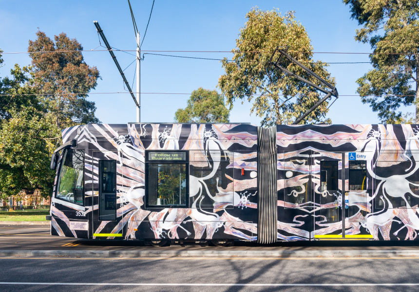 Mookies Around the Water Hole by Aunty Zeta Thomson, Art Trams 2021
