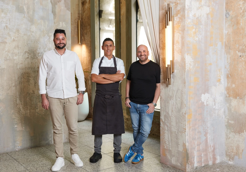 L-R: Joey Commerford, Alessandro Manndeli, George Calombaris 
