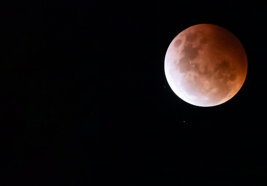 Total lunar eclipse photographed in May 2021 from Sydney Observatory
