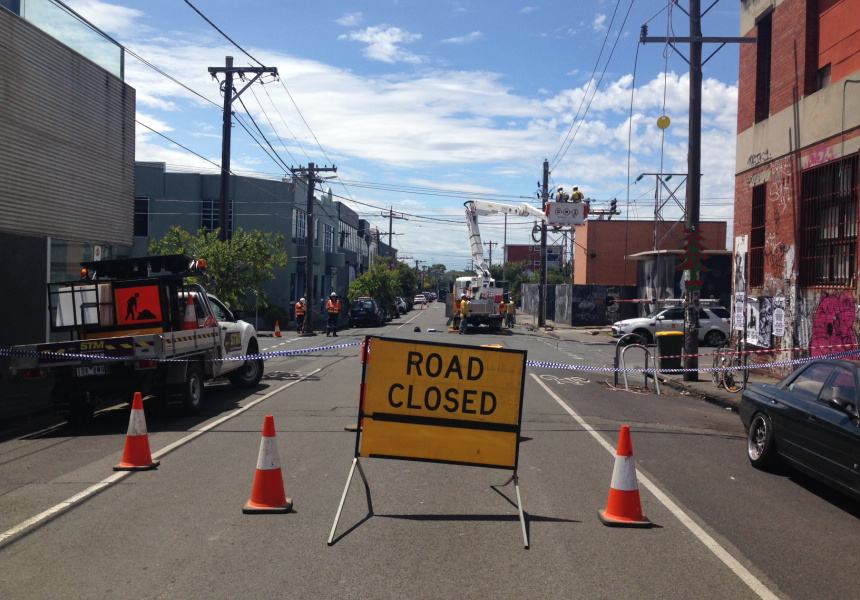 The scene outside PBS FM radio station in Collingwood on Wednesday afternoon, January 20. 
