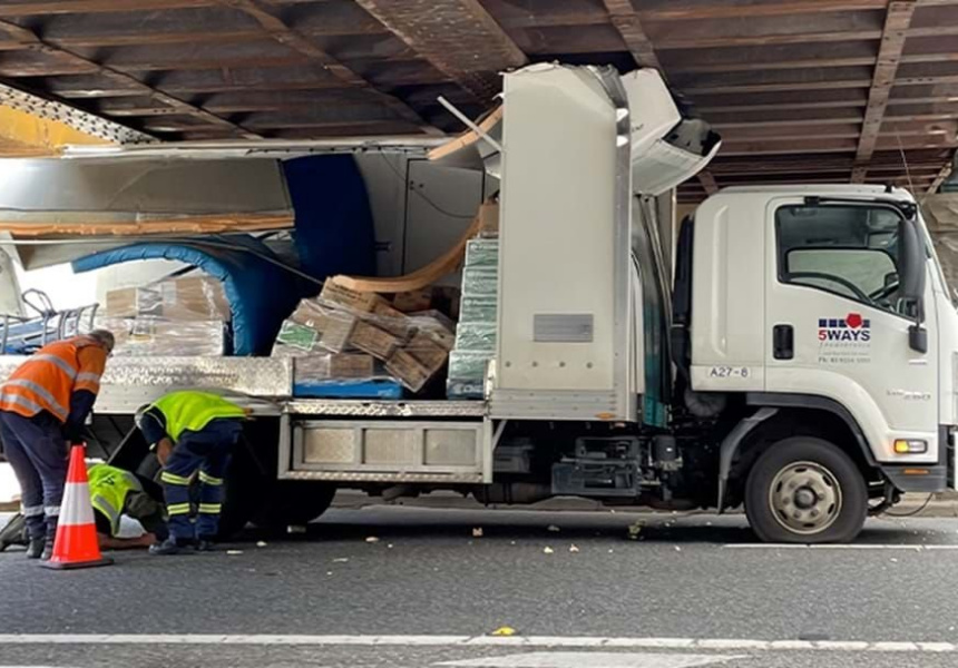 Another Day, Another Truck Trapping at the Montague Street Bridge