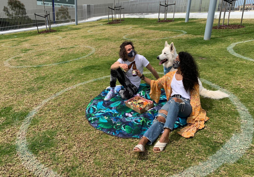 A Prahran Park Now Has 1.5-Metre-Spaced “Social Circles” Painted on the Grass