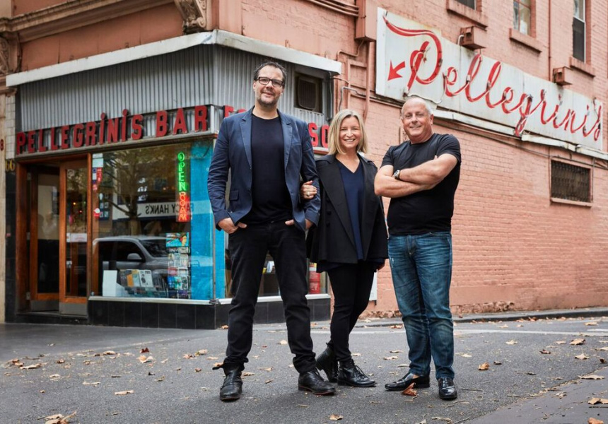 (L-R) Sepia’s Martin Benn and Vicki Wild with Chris Lucas.
