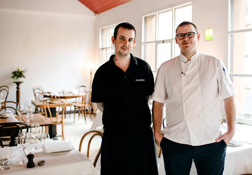 Simon Poole, the butcher for The European Group (left) and The French Saloon's Todd Moses. 
