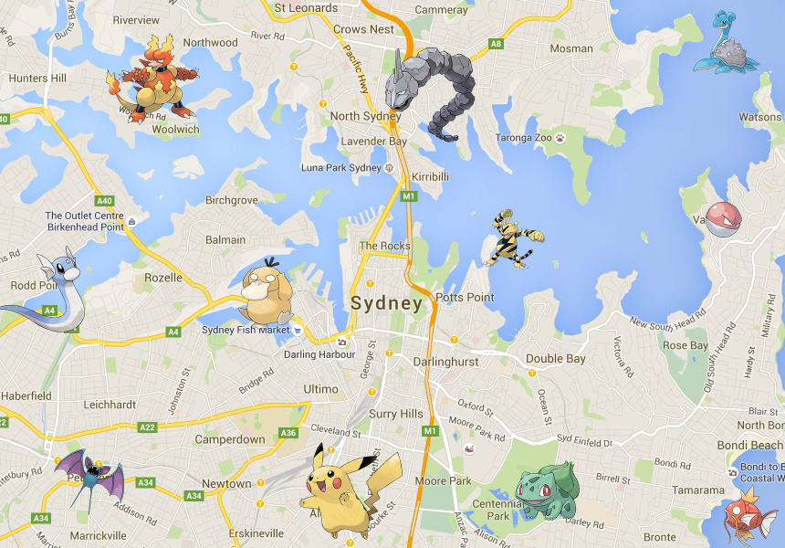 Real-time Pokémon Go map for Sydney