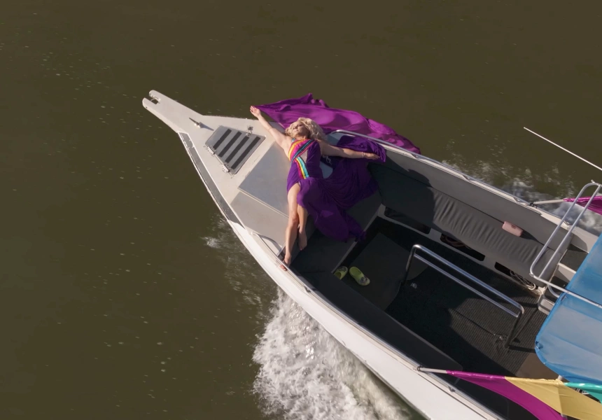 Courtney Act on Brisbane River
