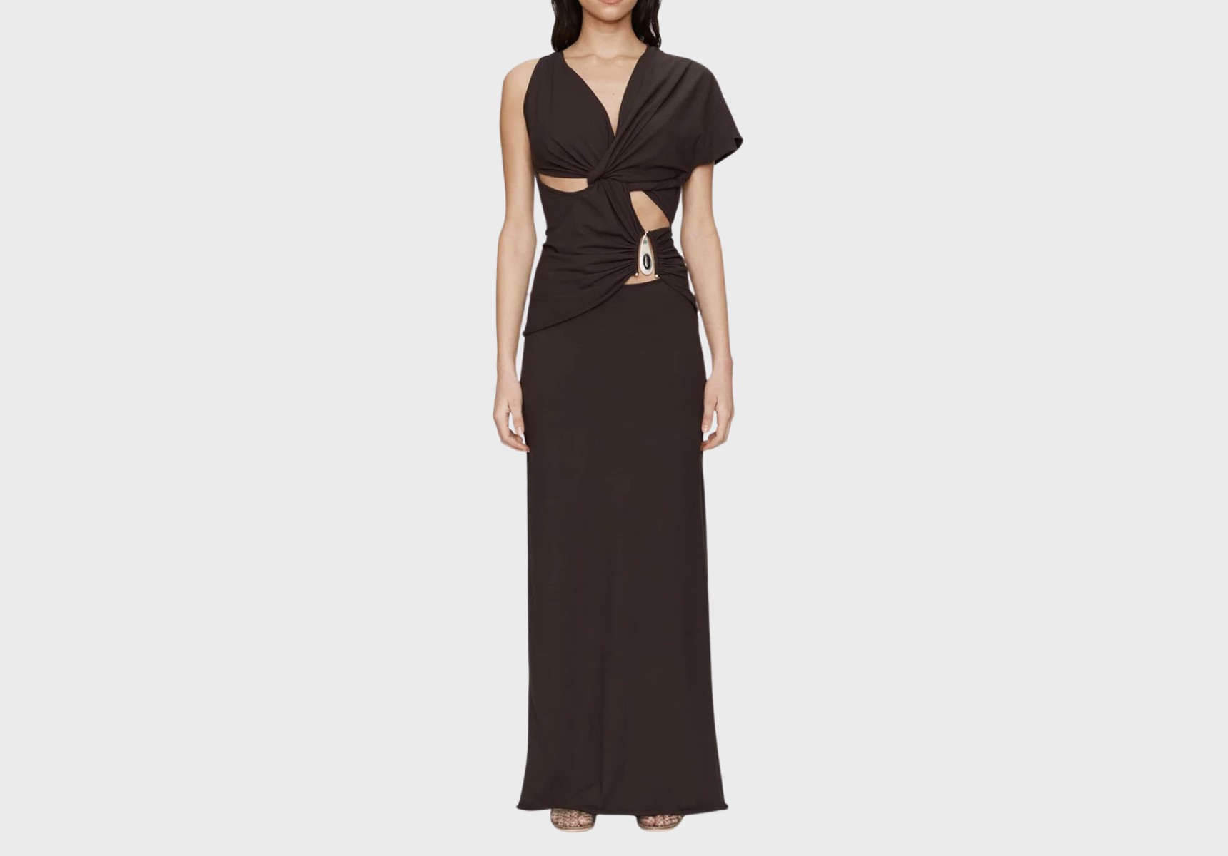 Christopher Esber Crystal Pendant twisted jersey tee dress